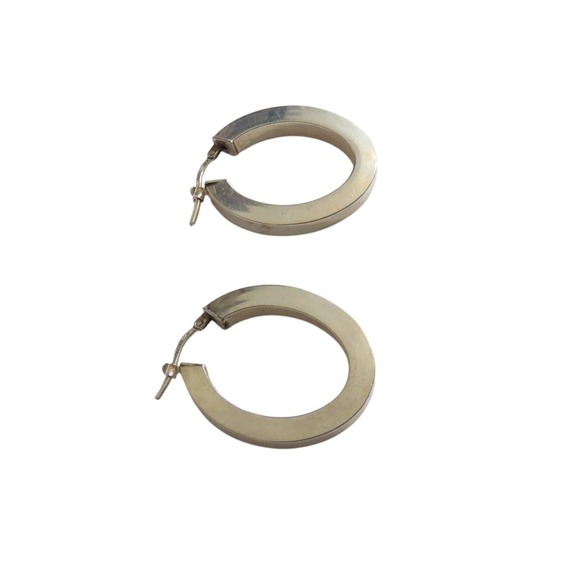 Sterling Silver Hoop Earrings Italian Made Oval 7.05 gm - Picture 2 of 8